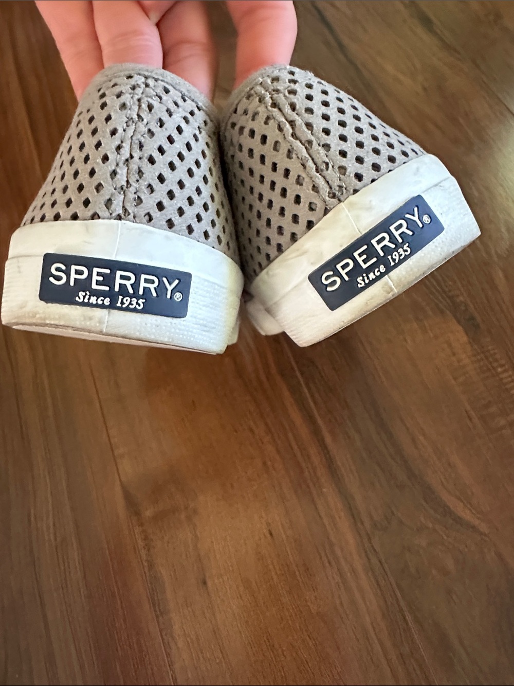 Sperry Perforated Slip-On Sneakers in Taupe and White - Picture 5 of 7